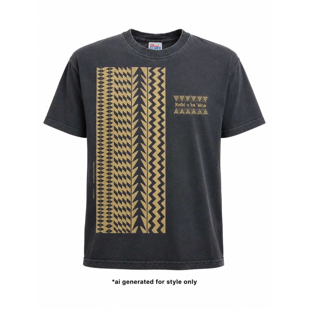 Hanes Beefy-T‎ Keiki o ka 'Aina Men's M Black Tribal Graphic T-Shirt